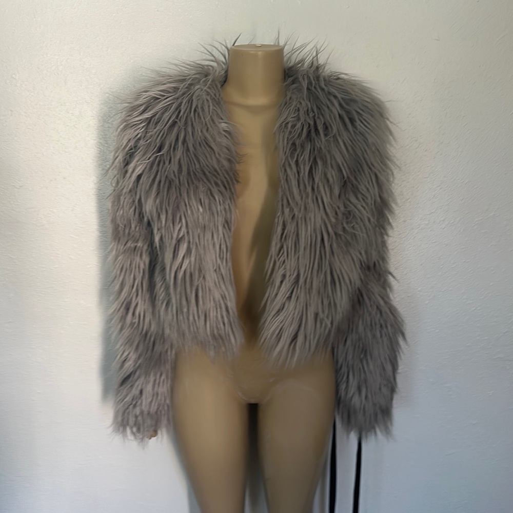 Pretty little thing grey fur coat